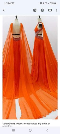 Sherri Hill Orange Size 2 Cape Black Tie Pageant Train Dress on Queenly