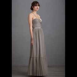 BHLDN Silver Size 14 Black Tie Tulle Ball gown on Queenly