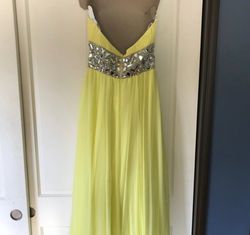 Jovani Yellow Size 6 Black Tie A-line Dress on Queenly