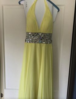 Jovani Yellow Size 6 Black Tie A-line Dress on Queenly