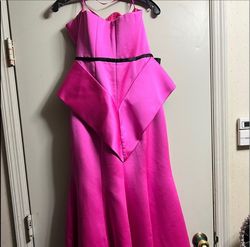 Jovani Pink Size 4 Silk Barbiecore Train A-line Dress on Queenly