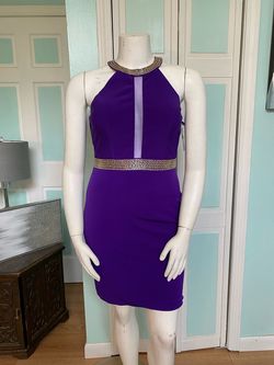 Abby Paris Purple Size 14 Prom Homecoming Midi Cocktail Dress on Queenly