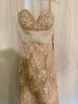 Mac Duggal Nude Size 6 Ivory Free Shipping Embroidery Mermaid Dress on Queenly