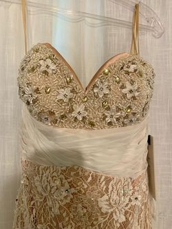 Mac Duggal Nude Size 6 Ivory Satin 50 Off Embroidery Pageant Mermaid Dress on Queenly