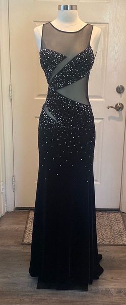 Madison James Black Size 2 Cut Out Midi Jewelled Velvet 50 Off Cocktail Dress on Queenly