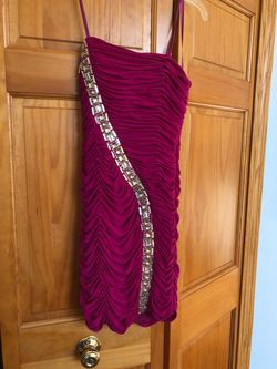 Faviana Hot Pink Size 8 Spaghetti Strap Midi Cocktail Dress on Queenly