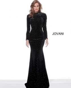 Jovani Black Size 4 Jewelled Fully Beaded Military Pageant Mermaid Dress on Queenly