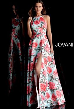 Jovani Multicolor Size 4 Black Tie Halter Print Prom Train Dress on Queenly