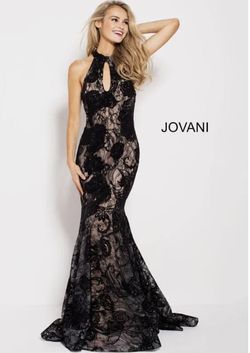 Jovani Black Tie Size 4 Prom Lace Mermaid Dress on Queenly