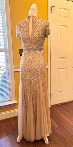 Adrianna Papell Nude Size 2 Military Floor Length Straight Dress on Queenly