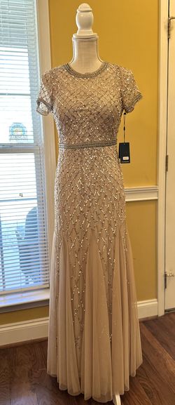 Adrianna Papell Nude Size 2 Military Floor Length Straight Dress on Queenly
