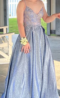 Jovani Blue Size 2 Floor Length Free Shipping Prom Ball gown on Queenly