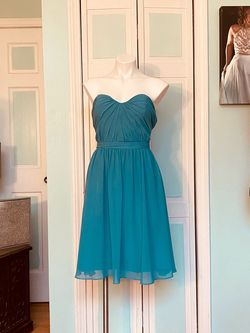 Alfred Angelo Blue Size 12 Midi Strapless Cocktail Dress on Queenly