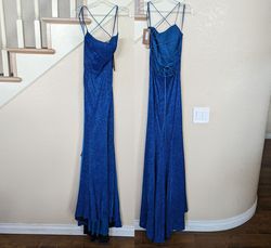 Amelia Couture  Blue Size 2 Corset Floor Length Side slit Dress on Queenly