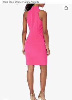 Black Halo Pink Size 4 Midi Sunday Free Shipping Cocktail Dress on Queenly