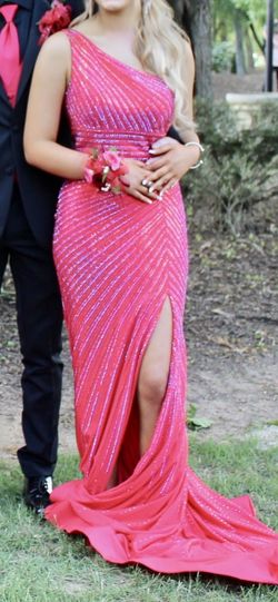 Sherri Hill Red Size 2 Prom Jewelled Side slit Dress on Queenly