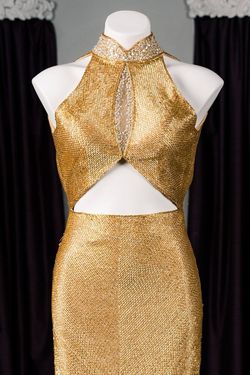 Shawn Yearick Couture Gold Size 2 Sequin Floor Length Black Tie Straight Dress on Queenly