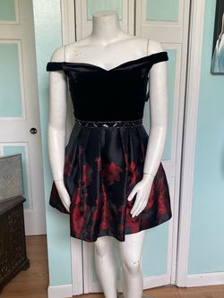 Jolene Black Size 14 Homecoming Mini Pattern Cocktail Dress on Queenly