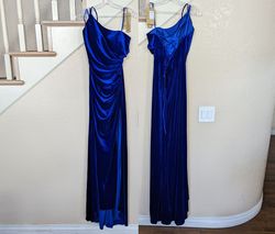 Amelia Couture  Blue Size 8 Corset Black Tie Polyester Side slit Dress on Queenly