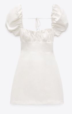 Zara White Size 8 Military A-line Dress on Queenly
