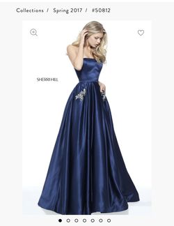 Sherri Hill Blue Size 14 Navy Black Tie Prom Ball gown on Queenly