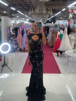 Jovani Black Size 2 Floor Length Sheer Mermaid Dress on Queenly
