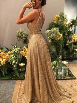 Gold Size 12 Train Dress on Queenly