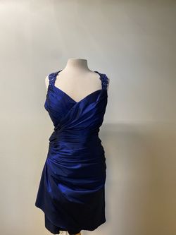 Kathy Ireland / B2 Blue Size 12 Jewelled Plus Size Straight Dress on Queenly