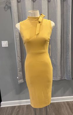 Calvin Klein Yellow Size 10 Cocktail Interview A-line Dress on Queenly