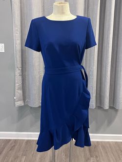 Calvin Klein Blue Size 10 Cocktail Interview A-line Dress on Queenly