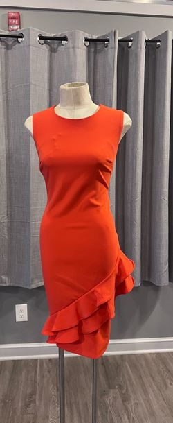 Calvin Klein Orange Size 10 Cocktail Interview A-line Dress on Queenly