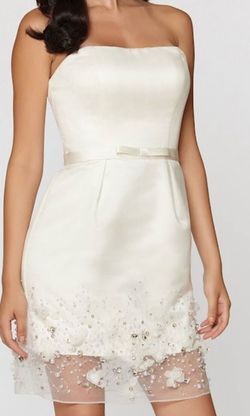 Ashley Lauren White Size 8 Midi Strapless Bachelorette Cocktail Dress on Queenly