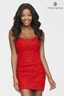 Style S10602 Faviana Red Size 2 Midi Cocktail Dress on Queenly