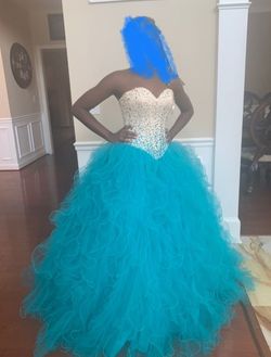 MoriLee Blue Size 2 Teal Sweetheart Prom Ball gown on Queenly
