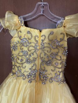 Rachel Allan Perfect Angels Yellow Size 0 Shiny Sleeves Cupcake Ball gown on Queenly