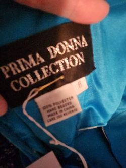 Prima Donna Blue Size 10 Black Tie Turquoise Side slit Dress on Queenly