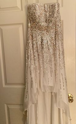 Sherri Hill White Size 8 Military Strapless Floor Length Prom Straight Dress on Queenly