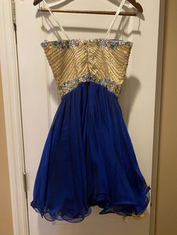 Sherri Hill Blue Size 6 Black Tie Cocktail Dress on Queenly