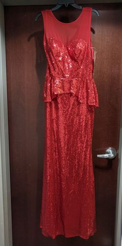 Style 40025 Jovani Red Size 8 Sequin Black Tie Military Straight Dress on Queenly