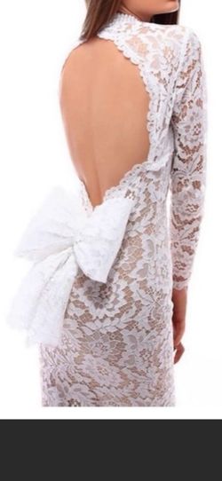 Tarik Ediz White Size 6 A-line Prom Sequin Jewelled Weding Dress Straight Dress on Queenly
