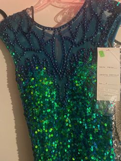 Precious formals Blue Size 2 Floor Length Emerald Straight Dress on Queenly