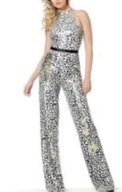 Jovani Multicolor Size 6 Sequined Pageant Jumpsuit Dress on Queenly