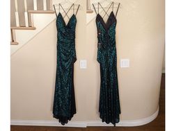 Cinderella Divine Green Size 4 Black Tie Side slit Dress on Queenly