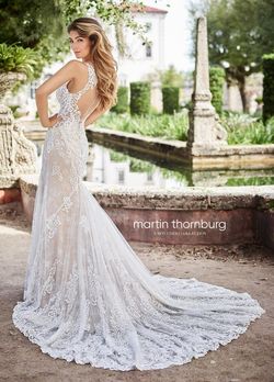 Style 218208 Martin Thornburg White Size 10 Tall Height Sequin Tulle Straight Dress on Queenly