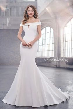 Style 219208 Martin Thornburg White Size 12 Floor Length Plus Size Straight Dress on Queenly