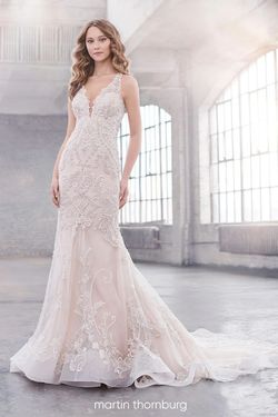 Style 219210 Martin Thornburg White Size 10 Floor Length Prom Wedding Straight Dress on Queenly