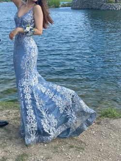 Jovani Blue Size 00 Jewelled Prom Pageant Mermaid Dress on Queenly