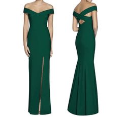 Dessy Collection Green Size 6 Bridesmaid Party Side Slit Straight Dress on Queenly