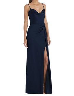 Dessy Collection Blue Size 16 Side Slit Black Tie Straight Dress on Queenly