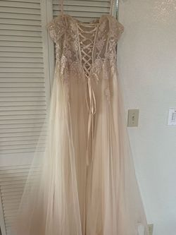 Cinderella divine Nude Size 8 Floor Length A-line Ball gown on Queenly